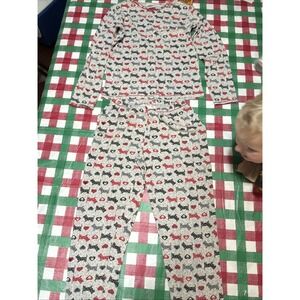 Cuddl Johns Medium women's 100% cotton Scottish Terr winter long sleeve blue Set